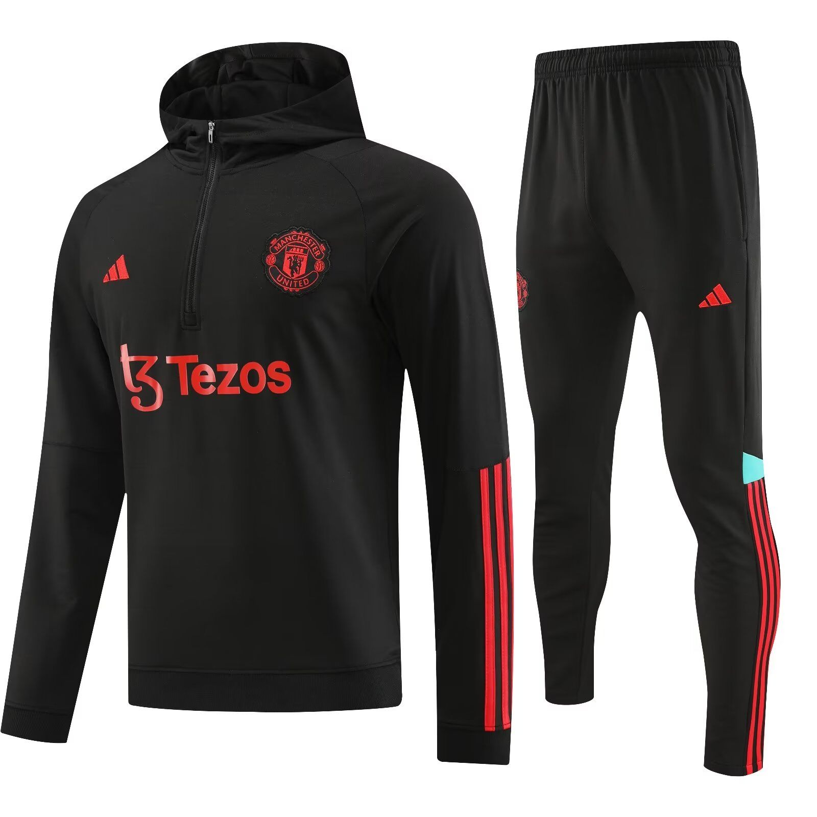 AAA Quality Manchester Utd 23/24 Hoodie Tracksuit - Black/Red